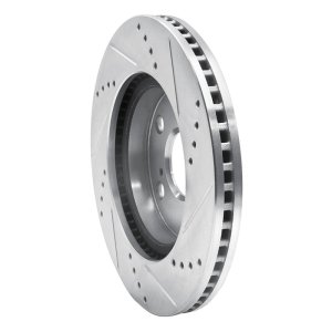 Lexus HS250H Brake Rotor (1) - Front Left - R1 Concepts - Drilled & Slotted - Silver - `06-`18